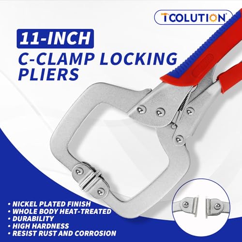 Locking Pliers Set 3-Pack, Welding Clamps Set with 11" C-Clamp, 10" Duckbill & U-Shape Jaws for Sheet Metal Bending, Auto Repair, Fabrication