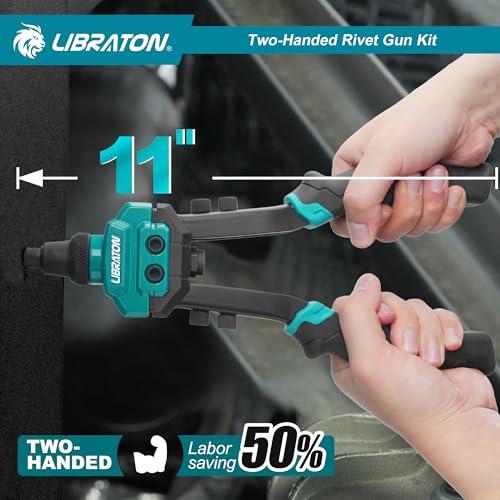LIBRATON Pop Rivet Gun Kit, Two-Handed Rivet Gun, Heavy Duty Rivet Gun Kit - size: 5 Sizes