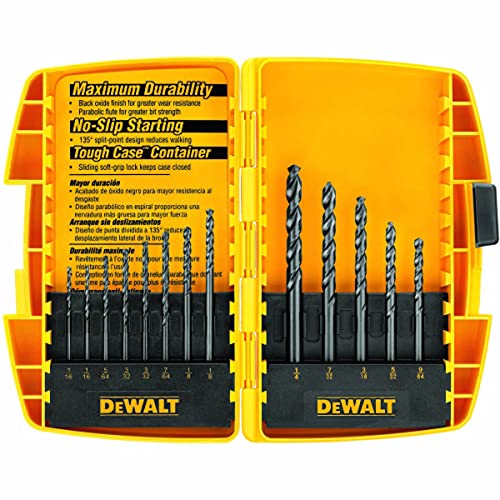 DEWALT Black Oxide Drill Bit Set with Pilot Point, 13-Piece (DW1163) - size: 13 Pieces, style: Single Unit