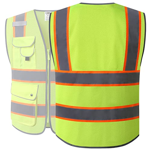 JKSafety Safety Vest for Men Women Reflective Hi Vis JK100 Yellow M - color: 100-yellowt2, size: Medium