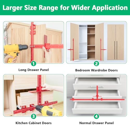 44" & 16" Max Cabinet Hardware Jig Kit, Aluminum Alloy Cabinet Handle Jig - color: Red