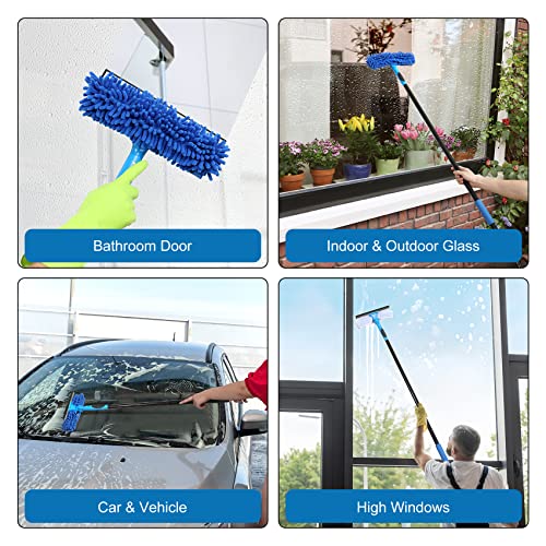 VITEVER Professional 69'' Window Squeegee Cleaner Tool with Extension Pole, 2-in-1 Squeegee for Window Cleaning Kit with Scrubber and Rotating Head, 1 Blade 2 Scrubber - size: 69 inches