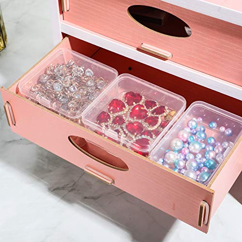Jetec 6 Pieces Mini Plastic Clear Beads Storage Containers Box for Collecting Small Items, Beads, Jewelry, Business Cards, Game Pieces, Crafts (2.1 x 2.1 x 0.8 Inch) (Pack of 3) - size: 2.1 x 2.1 x 0.8 Inch (Pack of 3)