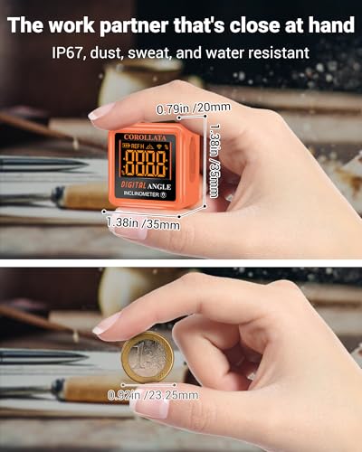 Mini Digital Angle Finder & Inclinometer, Magnetic Torpedo Level - color: Tangerine