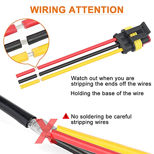 NAOEVO 3 Pin Connector Waterproof, 16 AWG 3 Wire Connectors, 6 Kits (Pack of 2) - size: 3 Pin (Pack of 2)