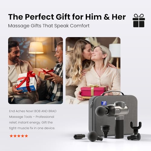 BOB AND BRAD C2 Massage Gun, FSA Eligible & HSA Approved Deep Tissue Percussion Massager Gun, Muscle Massager with 5 Speeds and 5 Heads, Electric Back Massagers for Professional Athletes Home Gym - color: Matte Black