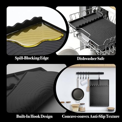 Silicone Grill Mat for Blackstone Griddle Accessories (Black) - color: Black