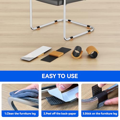 Sled Base Chair Floor Protectors Sled Base Chair Glides Wrap Around Floor Savers,Chair Leg Protectors Furniture Pads,Protect Floors Anti-Scratch Reduce Noise Easy Install (24pcs, Brown Felt Pads) - size: Brown felt pads