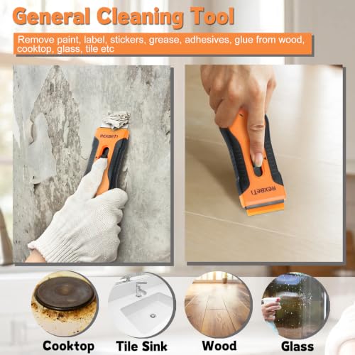 REXBETI Razor Blade Scraper Tool, 4 Pack Windows, Glass Stovetop Scraper - style: Original 4 Pack