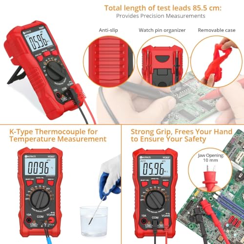 Neoteck 6000 Counts True RMS Digital Multimeter,Auto Range Multimeter - color: Red, size: 6000Counts(AC/DC 600V)