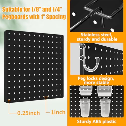 FZK Peg Board Wall Organizer Kit. Heavy Duty, 82PCS Metal Pegboard, Black, 36 * 24 - color: 82PCS-Black Pegboard Kit