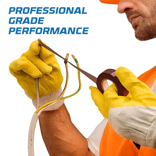 OHLECTRIC Professional Grade Vinyl Electrical Tape (10 Pack) Brown - 7 Mil Thick Flame-Retardant, Heat & Weather Resistant 3/4 Inch x 60 Feet | Ideal for Contractors & Electricians - size: 10 Roll, style: Brown