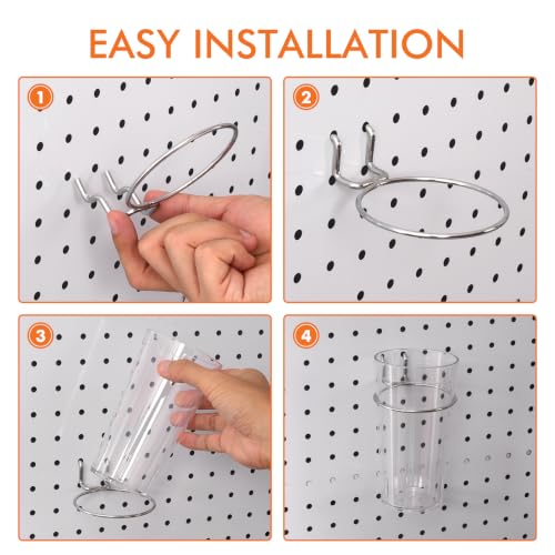 Pegboard Cups With Loops, 9 Pack Clear Peg Board Pencil Holder Organizer - color: Clear