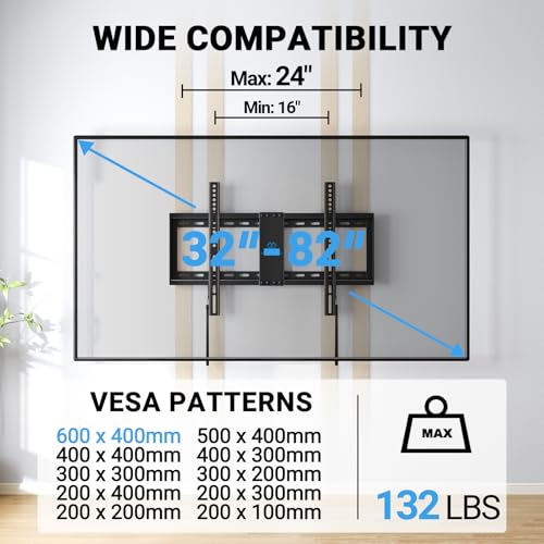PERLESMITH Fixed TV Wall Mount for 32–82 inch TVs up to 132 lbs - size: 32-82" Fixed TV Wall Mount