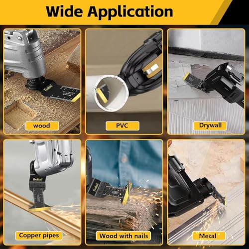 50 PCS Oscillating Tool Blades for Metal,Universal Multi Tool Blades Kits for Metal Nails Wood and Plastic,Titanium Oscillating Saw Blades Fit Dewalt Ryobi Milwaukee Rockwell