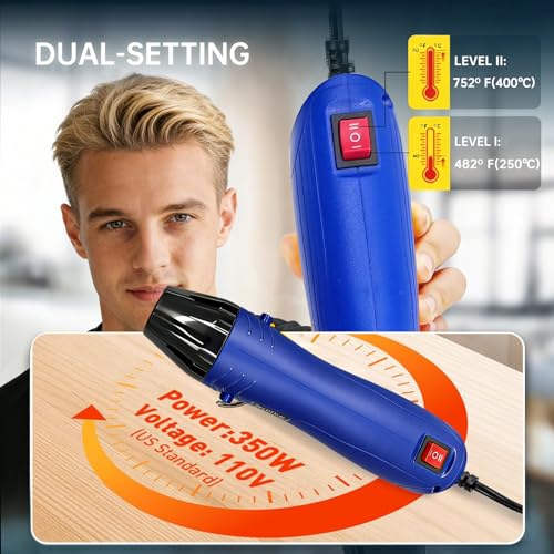 120PCS Solder Seal Wire Connectors Kit with Dual Temp Heat Gun, Heat Shrink Solder Butt Connectors Waterproof Electrical Terminals for Automotive Marine Boat RV Wiring Repair(120, Blue) - color: BLUE
