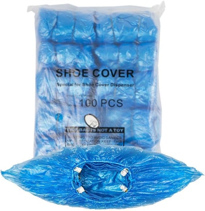 100 Pack Disposable Indoor Shoe Covers with T-Buckle Non-Slip Booties-