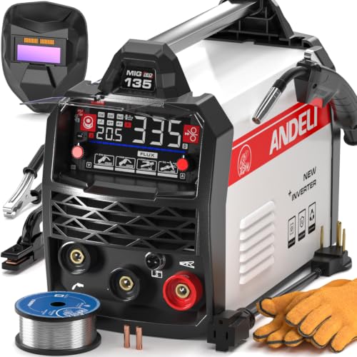 ANDELI 110V/220V MIG Welder 135A ，PULSE Flux Core/Lift TIG/Stick 4-in-1 - color: Red1