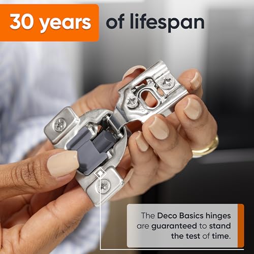 DecoBasics 50 Pack(25 Pair) 1/2" Overlay Soft Close Cabinet Hinges for Kitchen & Bath - Concealed Soft Close Hinge for cabinet Door w Self Closing Damper -Easy Upgrade -Stainless Steel Last a Lifetime - size: 1/2 in.