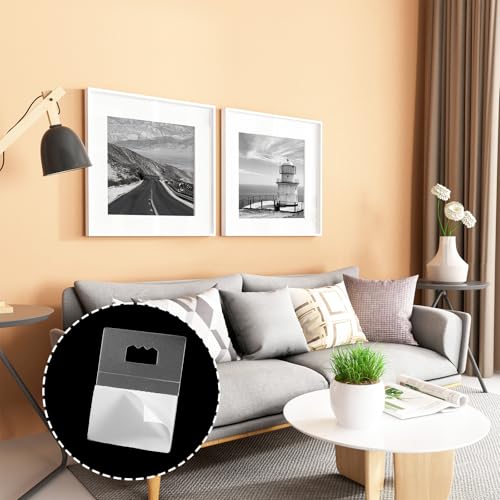 10 Pcs Adhesive Picture Hangers, Adhesive Foamboard Hanger, Plastic Sawtooth Adhesive Picture Hanger, No Nail Stick on Picture Hangers, No Hole Picture Hanging Picture Frame Hooks for Back of Frames