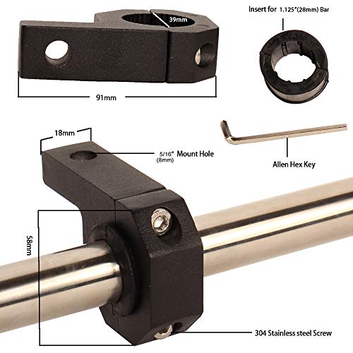 House Tuning Round Bar Clamp Bracket Kit - Pack 4 Clamps, Roof Cage Holder for 1 1/8" Bar - size: 1.125"-Clamp Kit