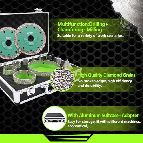Tile Hole Saw Kit Diamond - (6-127mm Drill Bits+Finger Bit+Chamfer Bit+Adapter+Tile Blade) Diamond Hole Saw Kit - size: Kit6