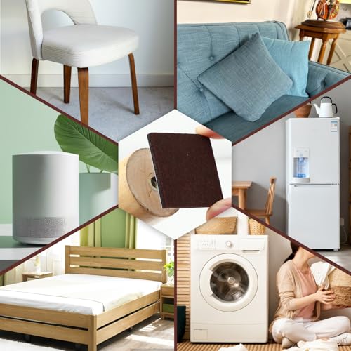 18 Pcs Square Felt Pads for Furniture, 2 x 2 Inch Self Adhesive Chair Leg Floor Protectors Cuttable Anti Scratch Table Leg Pads for Hardwood Floors