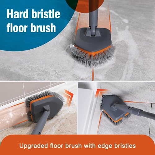 CLEANHOME Tub Tile Scrubber Brush for Cleaning Shower Tile Floor,Bathtub - color: Orange