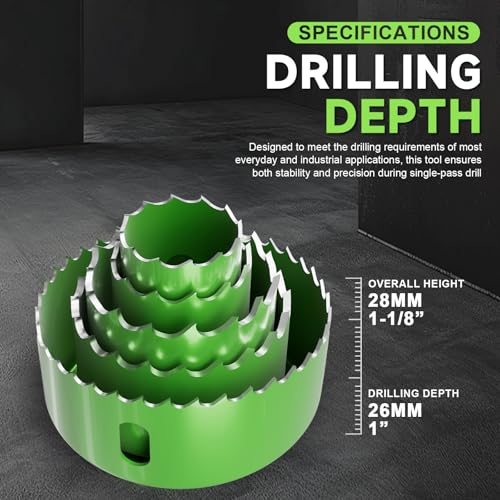 9 Piece Hole Saw Set - High Carbon Steel 25-54mm (1" to 2-1/8") Blades for Drywall, Softwood, Plastic, and PVC; Professional Grade with Instant Support - size: 9PCS(1"to 2-1/8"/25-54mm)