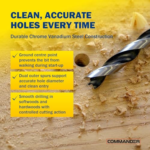 Chrome-Vanadium Brad Point - Ground Wood Drill Bit Woodworking -7/32 Inch | Chrome-Vanadium Brad Point Ground Wood Drill Bit, Wood Drill Bit, Precision Drilling for Woodworking, DIY & Professional Use - size: 7/32 in