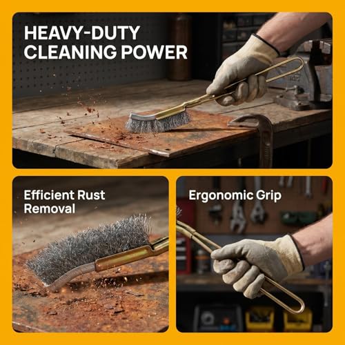 Stainless Steel Wire Cleaning Brush 8.77in Rust Removal Brush for Metal Surfaces Compact Removal Tool for Home Automotive Industrial Cleaning