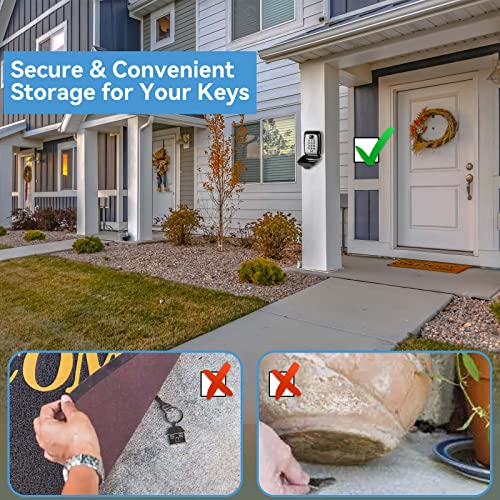 Key Lock Box, Wall Mounted Key Storage Box with 12-Digit Keyboard Combination, Resettable Code, Large Capacity, Waterproof Security Lock Box for Home, Office, Outdoor - style: Generic