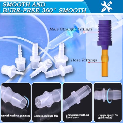 75 Pcs 25-Size Plastic Hose Barb Fittings Assortment, Barb + NPT Male Thread Adapter Fittings, 90 Degree Elbow L Fitting, Barb Reducer, Plastic Joint Splicer and Union Adapters for Fuel, Gas, Liquid.