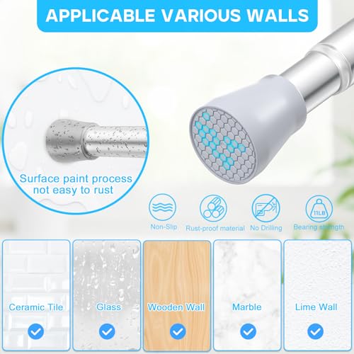 Silver Tension Curtain Rod for Windows 28 to 48 Inch - color: Silver, size: 28-48"
