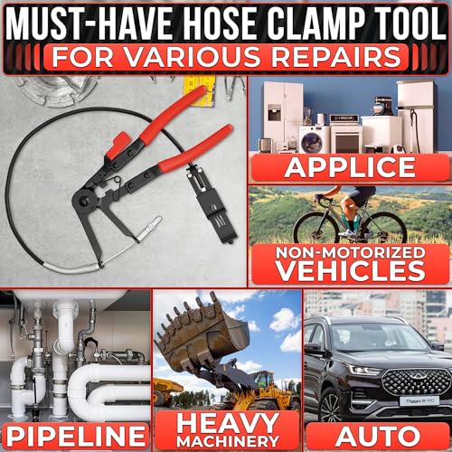 Flexible Hose Clamp Pliers, Fits 0.39"-1.37" Clamps, Carbon Steel Body - color: Black & Red Hose Clamp Tool