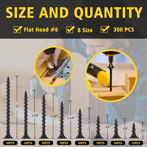 Truss Head Black Wood Screws Assortment Kit and Drywall Screws Assortment Kit