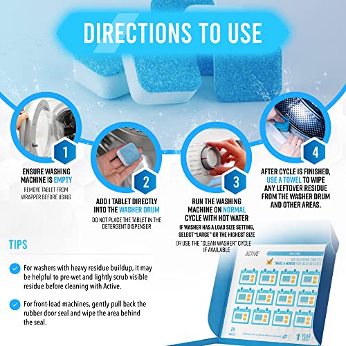 Washing Machine Dishwasher & Disposal Cleaning Tablets - Appliance Refresh Bundle Includes 12 Month Supply Cleaner Deodorizer, Washer Descaler, Disposer Freshener Deep 72 - style: 24 Washer + 24 Dishwasher + 24 Disposal Tablets