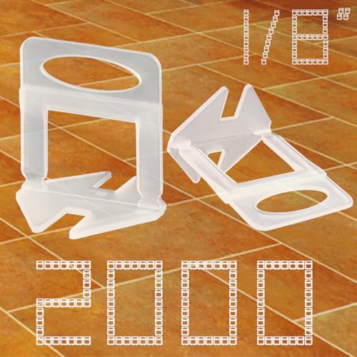 Tile Leveling System Clips 1/8" Tile Leveler Clips 1/8 tile spacer 3.0mm tile clips DIY Tile Leveler Spacers 2000 Pcs for Professional Ceramic Tile and Stone Installation - size: 1/8 3.0mm Tile Clips