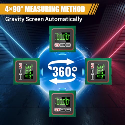 Digital Angle Finder with Laser, 4 Side Magnetic Inclinometer