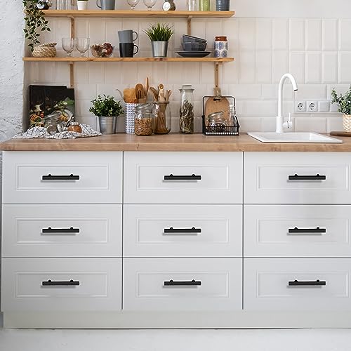 Estmoon 30 Pack 3 Inch Cabinet Handles Matte Black Cabinet Pulls Stainless Steel Drawer Pulls Square Handles for Cabinets Dressers Cupboard 76mm Hole Centers Kitchen Cabinet Hardware, 5'' Total Length - color: Matte Black
