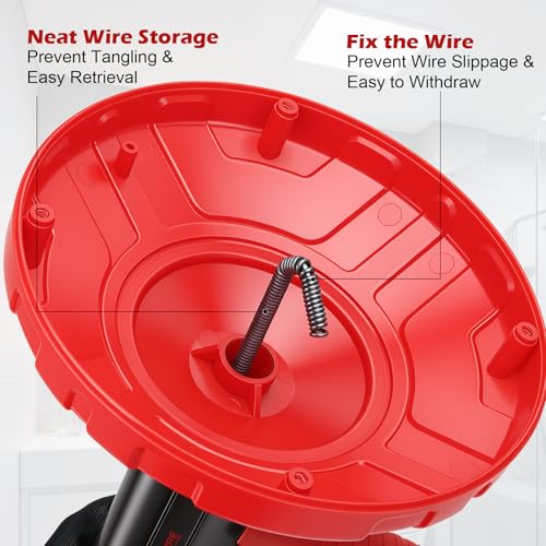 46 FT Drain Snake 11-in-1 Double Mode Drain Auger Tools | Drain Unblocking, Plumbing Snake for Kitchen, Bathrom and Shower Sink, Drain Clog Remover for Real DYIs 2026 Upgraded - color: Red&Black-46FT-YY