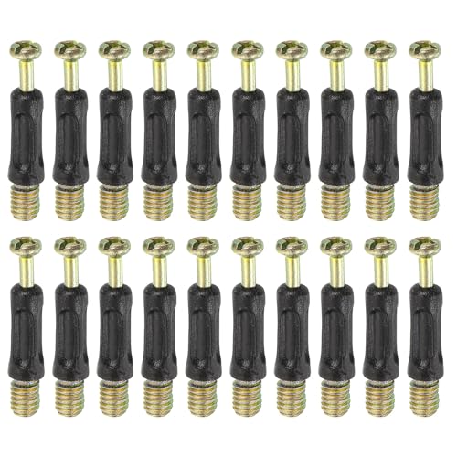 uxcell 30Pcs 35mm Furniture Connecting Fittings, Thread Bolts Dowels Screws, Metal Dowel Fitting Fasteners for Cabinet Drawer and Wardrobe Furniture, Black - size: 35mm
