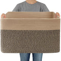 JMvicyroam 96L Large Woven Cotton Rope Blanket Basket, Jute&Black - color: Jute&Black, size: 96L