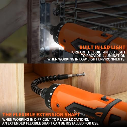 ENERTWIST 8V Cordless Screwdriver, 82 Accessory Kit, Max 10Nm 21+1 Cluth - style: 82PCS 8V ORANGE