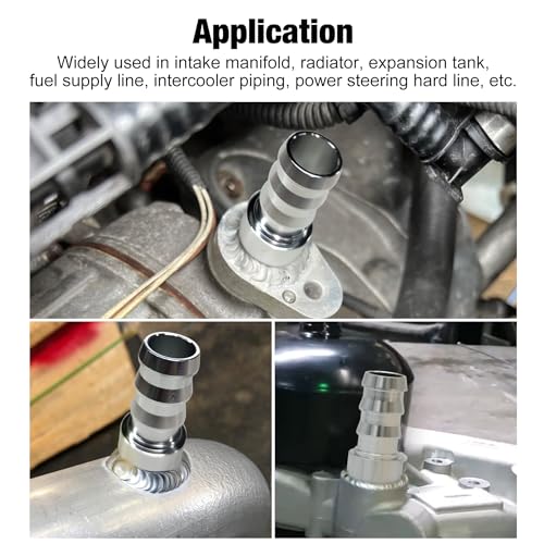 EVIL ENERGY 5/8" Weld On Hose Barb Tail Nipple On Bung Fitting Adapter Natural Aluminum 2PCS - size: 5/8 barb