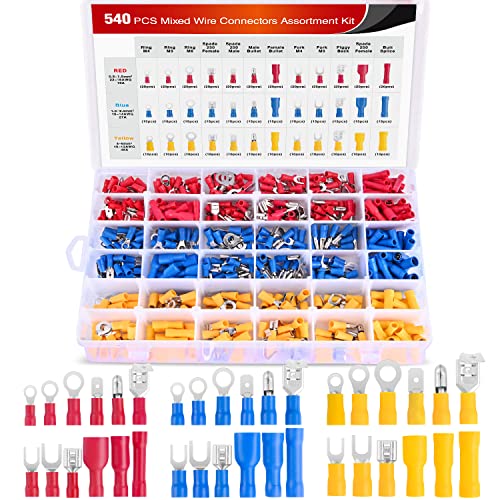 Nilight 540PCS Mixed Quick Disconnect Insulated Crimp Electrical Terminals - color: 540PCS Mixed Crimp Terminals