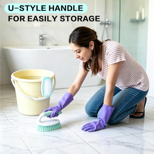3 Pack Bathroom Scrub Brush Set, Heavy-Duty Scrub Brushes for Cleaning