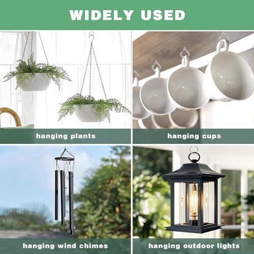 12 Pack 304 Stainless Steel Ceiling Hooks for Plants, Locking Clip - size: 12