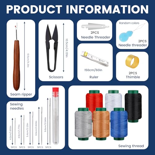 TLKKUE Sewing Kit for Adults, Steel Needles for Hand Sewing - color: 6 Colors Thread