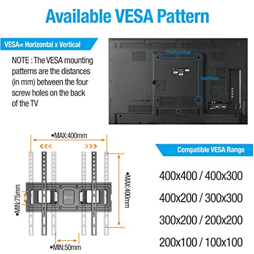 Dual Articulating Arms TV Wall Mount Bracket fits to Most 26”-70” inch LED,LCD,OLED Flat Panel TVs, Tilt Full Motion Swivel 14.1" Extension, Max VESA 400X400mm,80lbs,Fits 12/16" Wood Stud by EVERVIEW